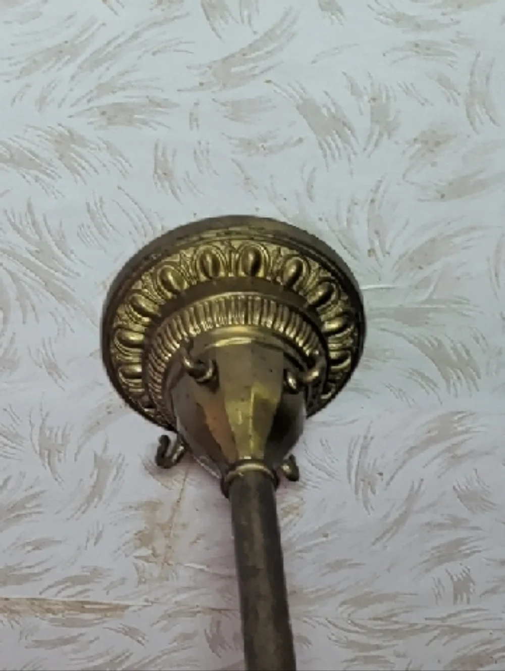 Antique Ceiling Medallion and Rod 30 Inches Old School Wiring